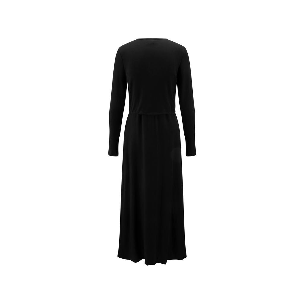 Black Fake Two Piece Hoody Drawstring Knit Dress