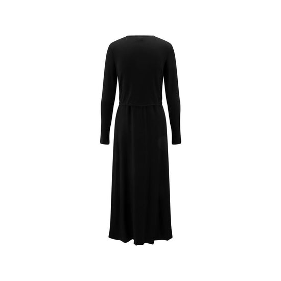 Black Fake Two Piece Hoody Drawstring Knit Dress