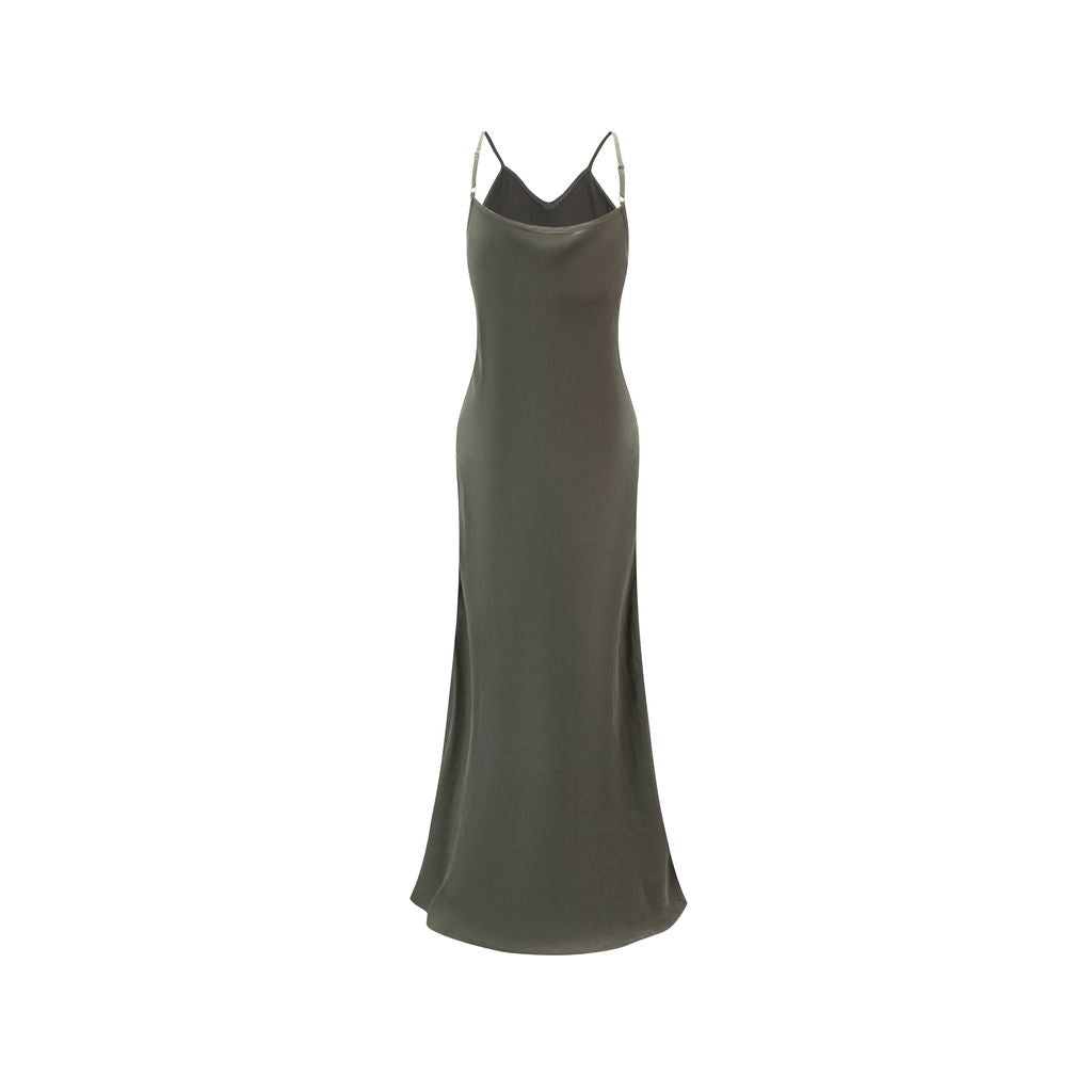 Green Thin Suede Slip Dress