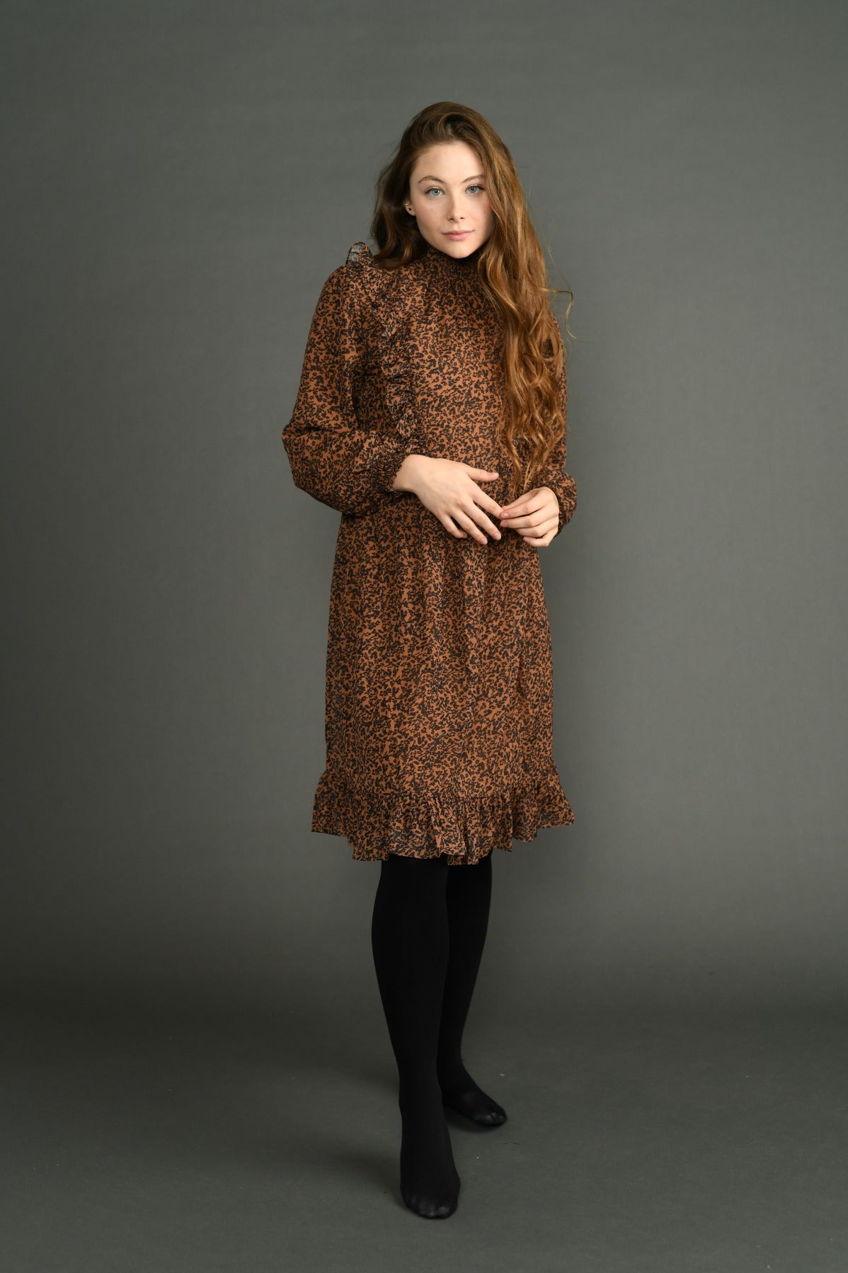 Brown Multiflower Dress