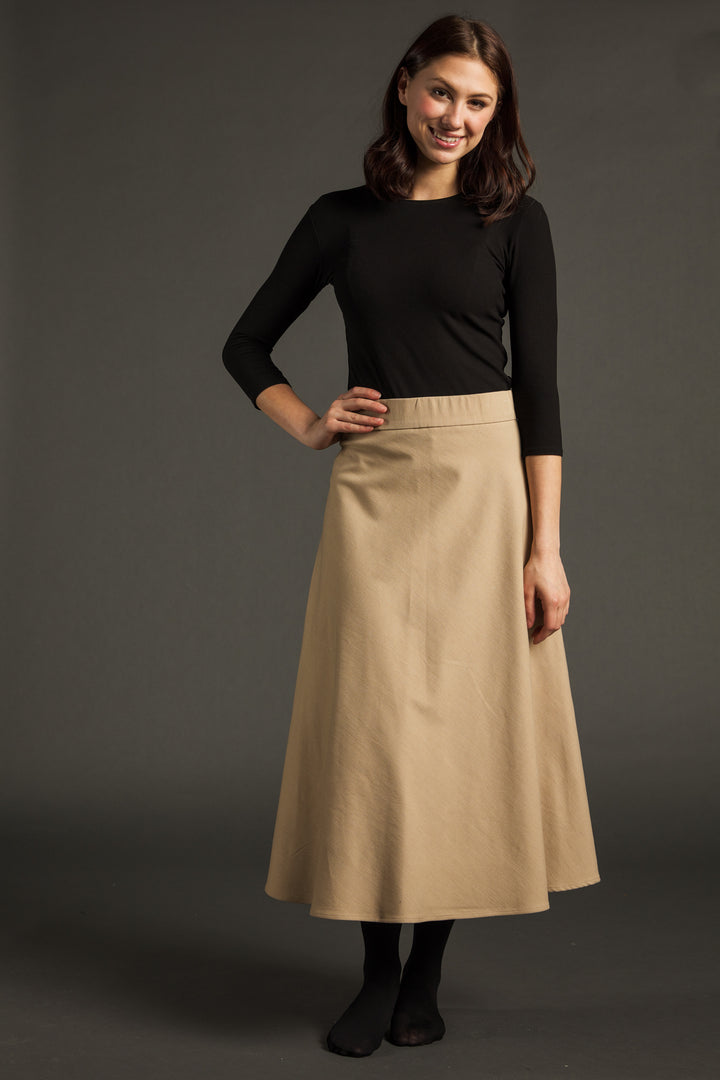 Tan Wool Midi Skirt