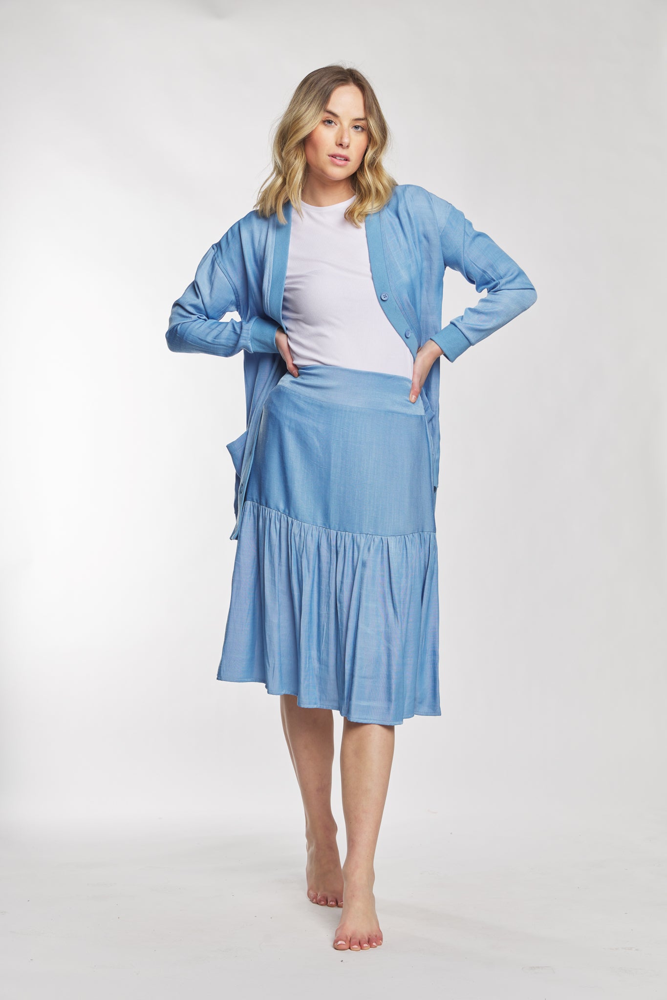 Blue Flowy Skirt