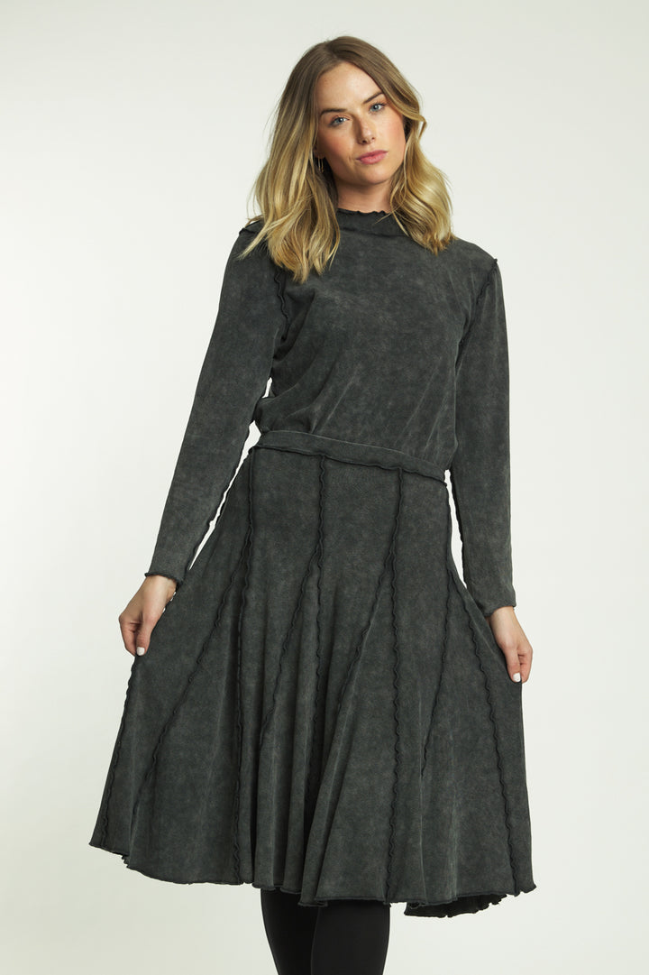 Black Wash Skirt With Exposed Seams