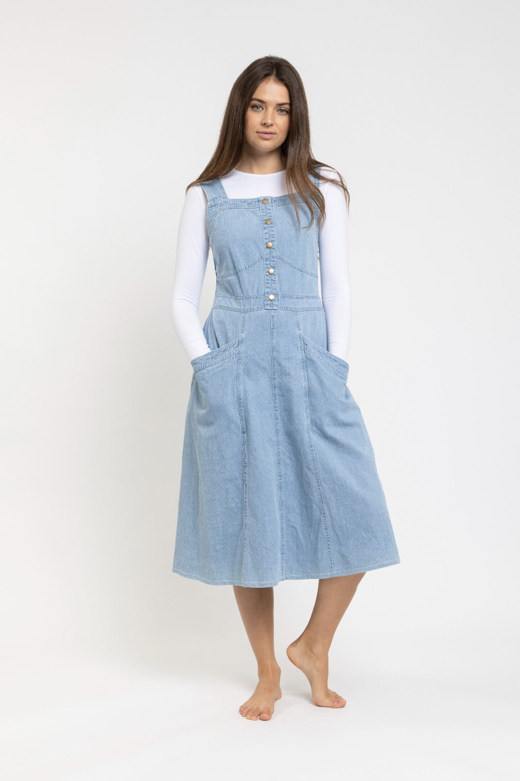 Blue Denim Jumper With Pockets