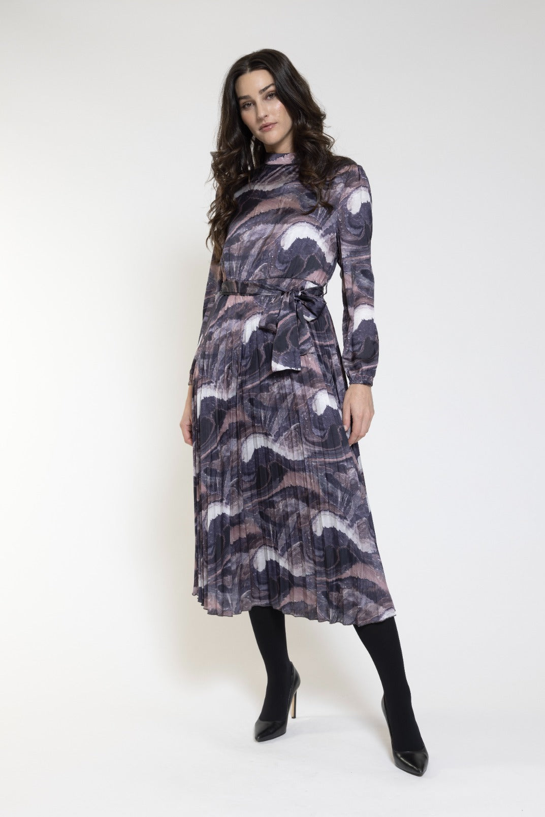 Different Shades Of Pruple Abstract Print Dress