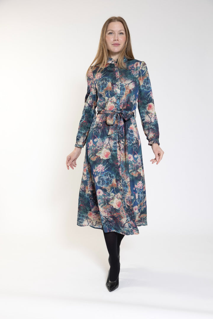 Multi Colored Scened Printed Shirt Dress