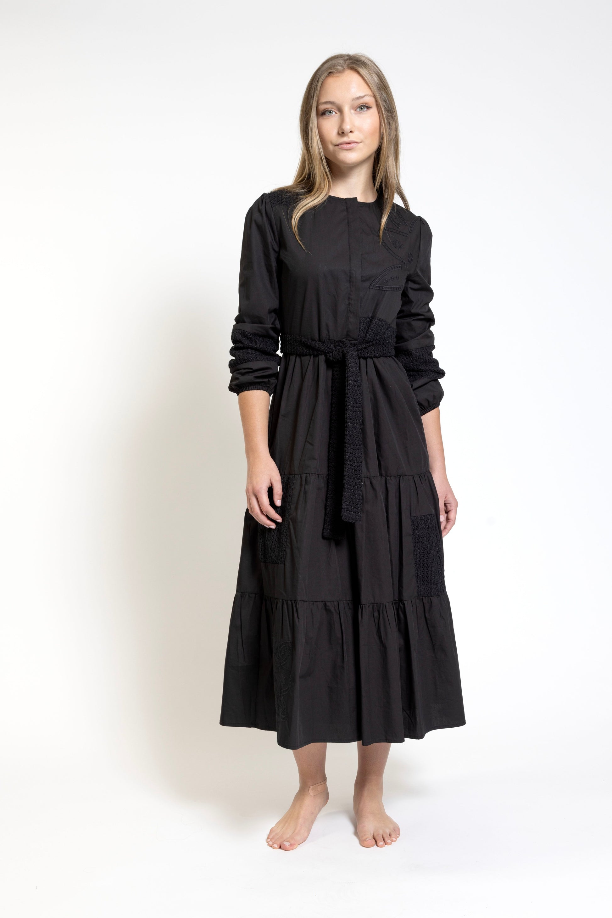 Black Embroidery Cotton Dress