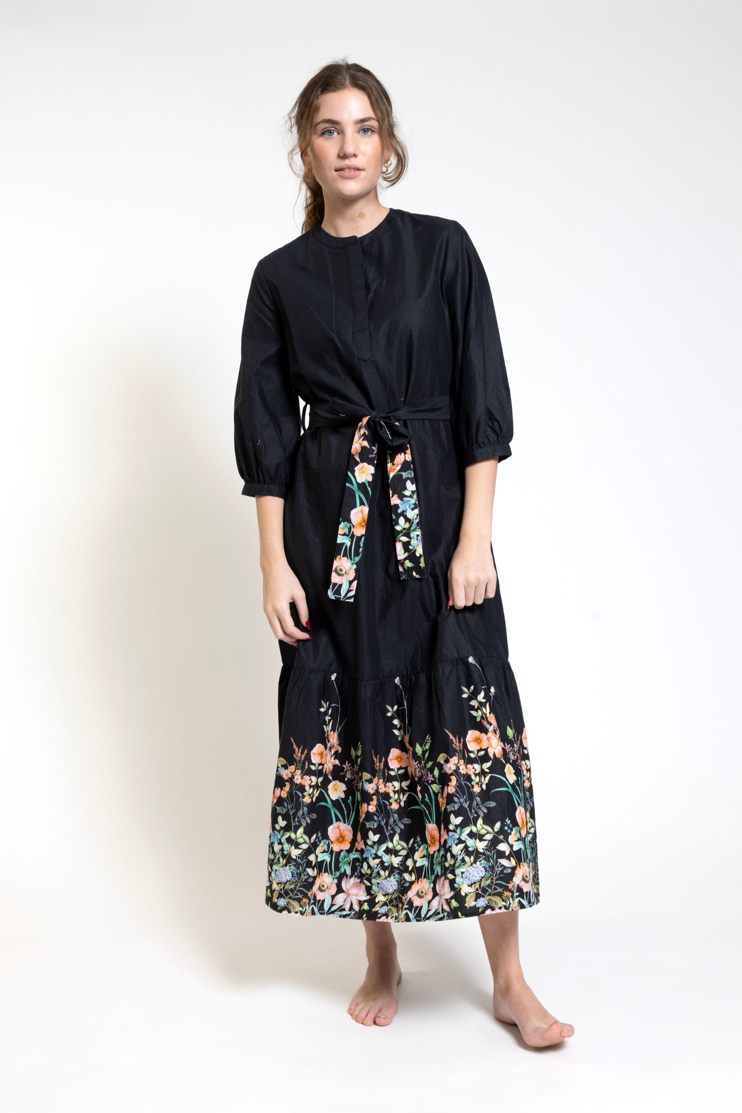 Black Printed Bottom Cotton Dress