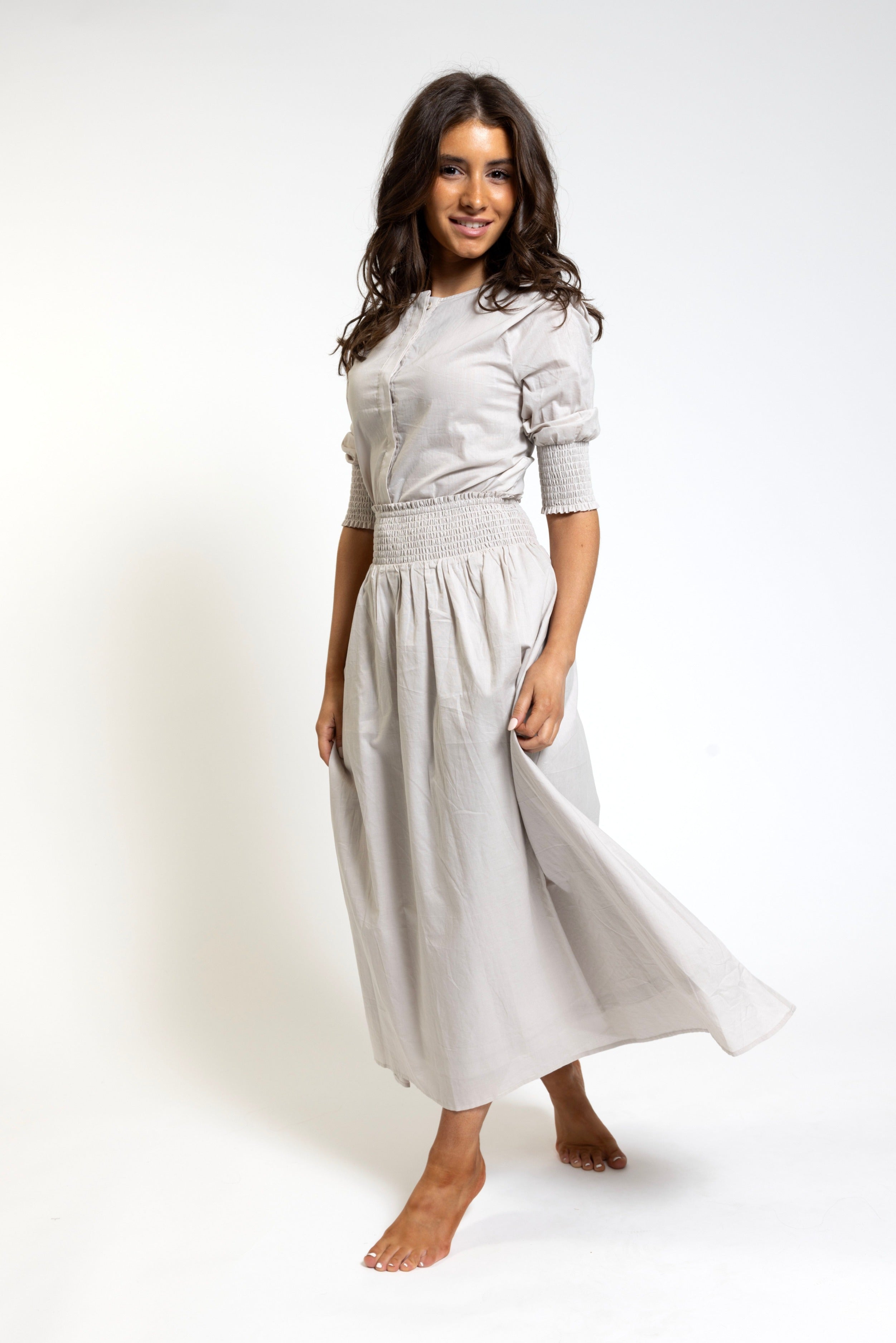 Sand Plain Cotton Smoking Skirt