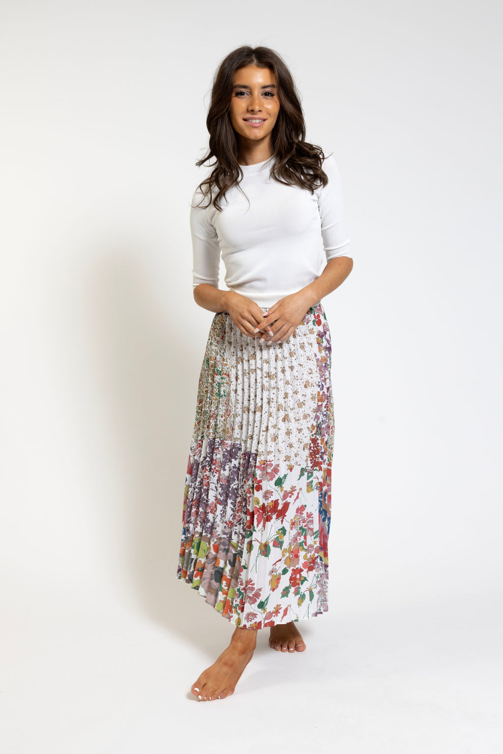 Multicolor Printed Pleats Skirt