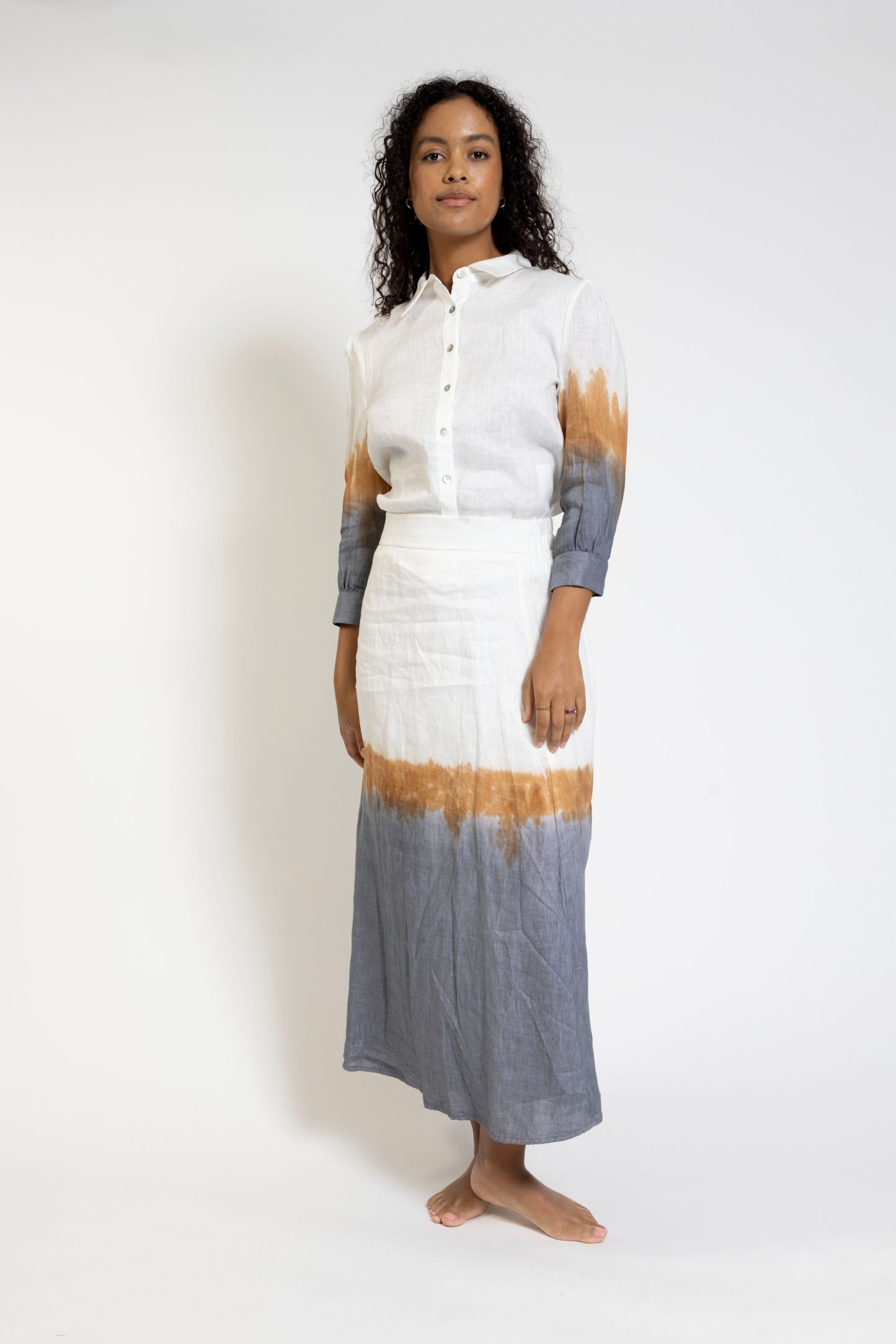 White Base Blue Plangi Skirt