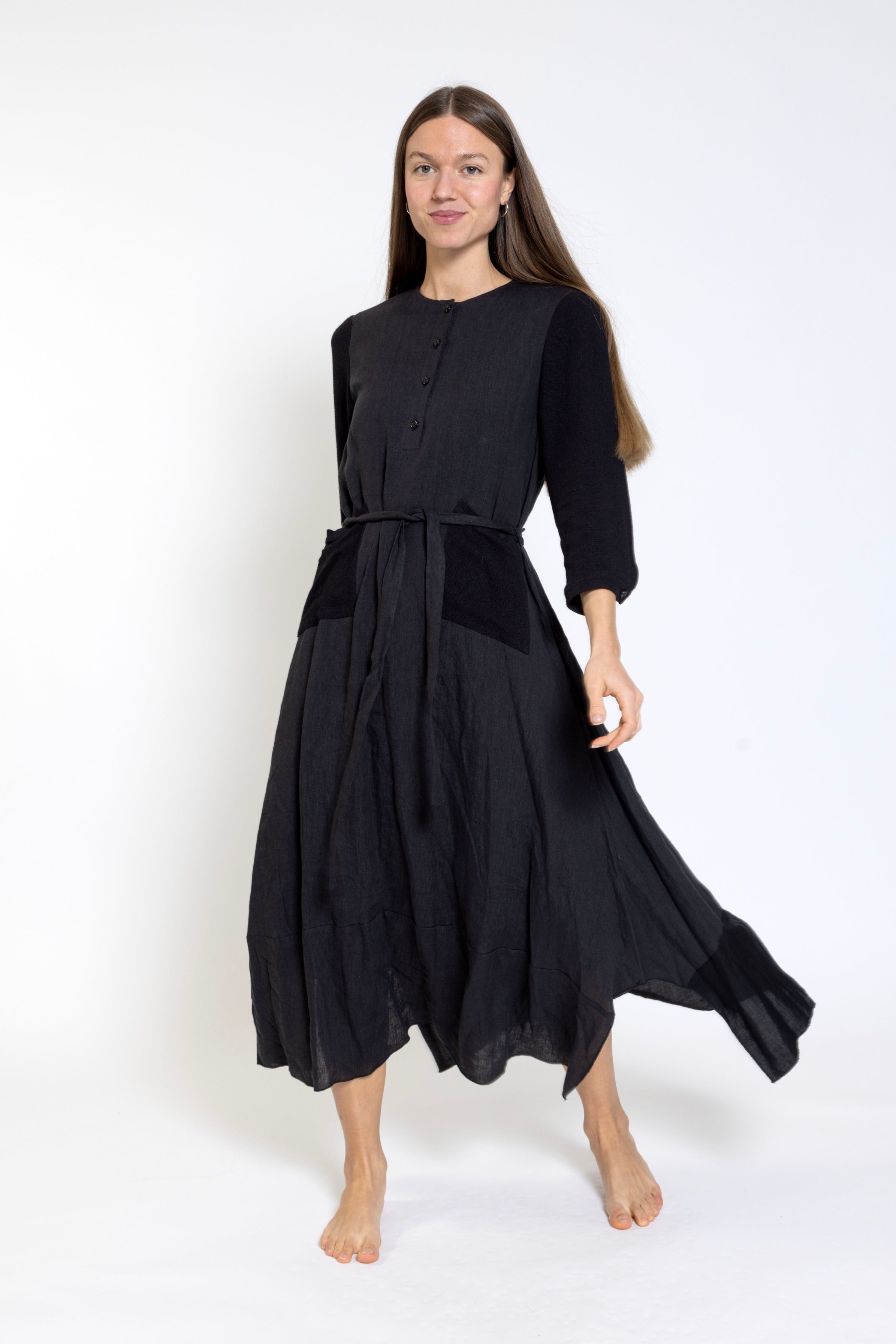 Black Long Dress With Belt