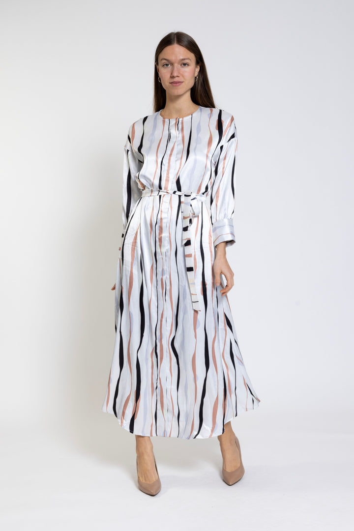 White Multicolor Stripe Printed Dress