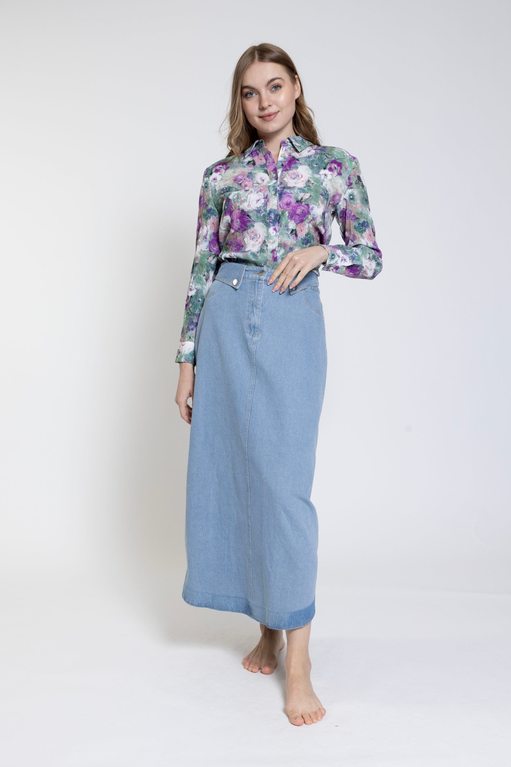 Light Blue Denim Skirt - TS24531-C