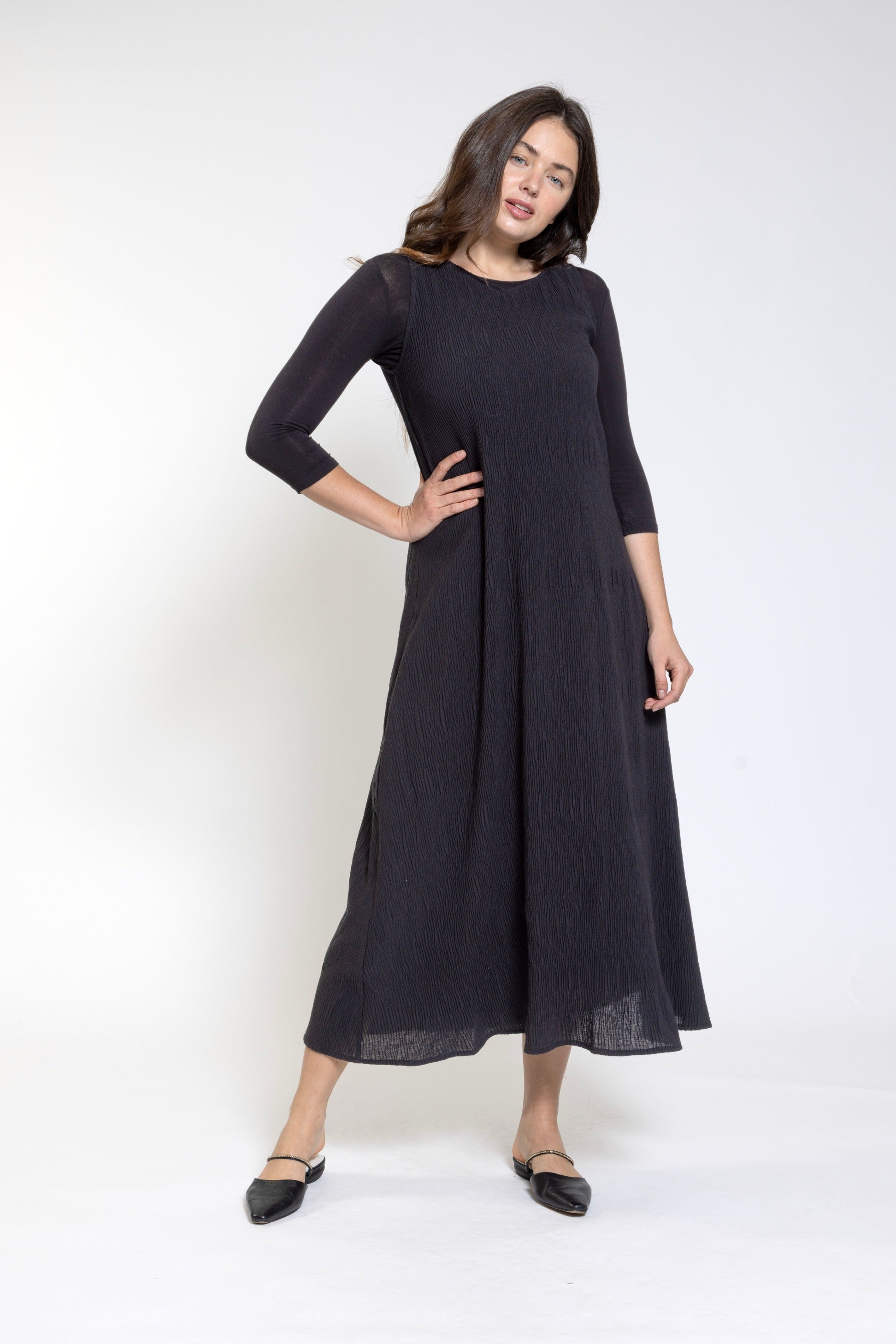 Black V Neck Jumper Dress