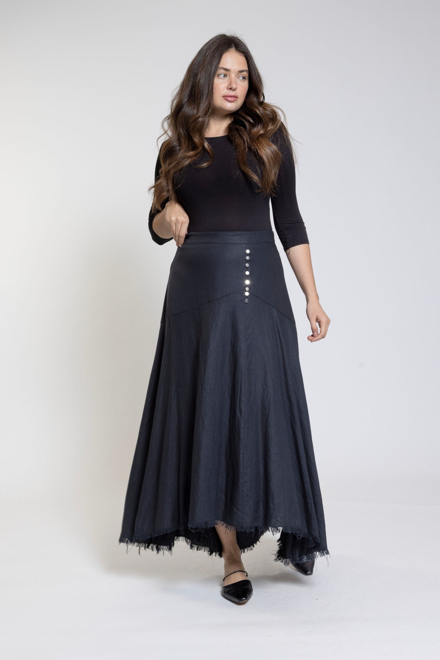 Black Skirt With Frayed Hem - CS162-A