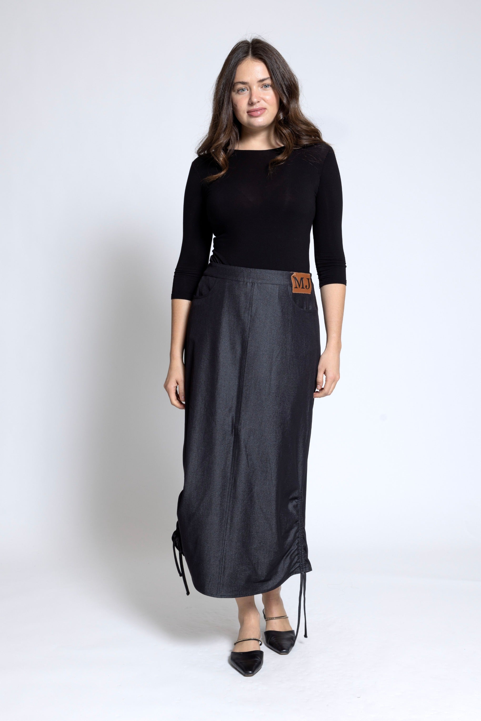 Black Skirt With Side Drawstring