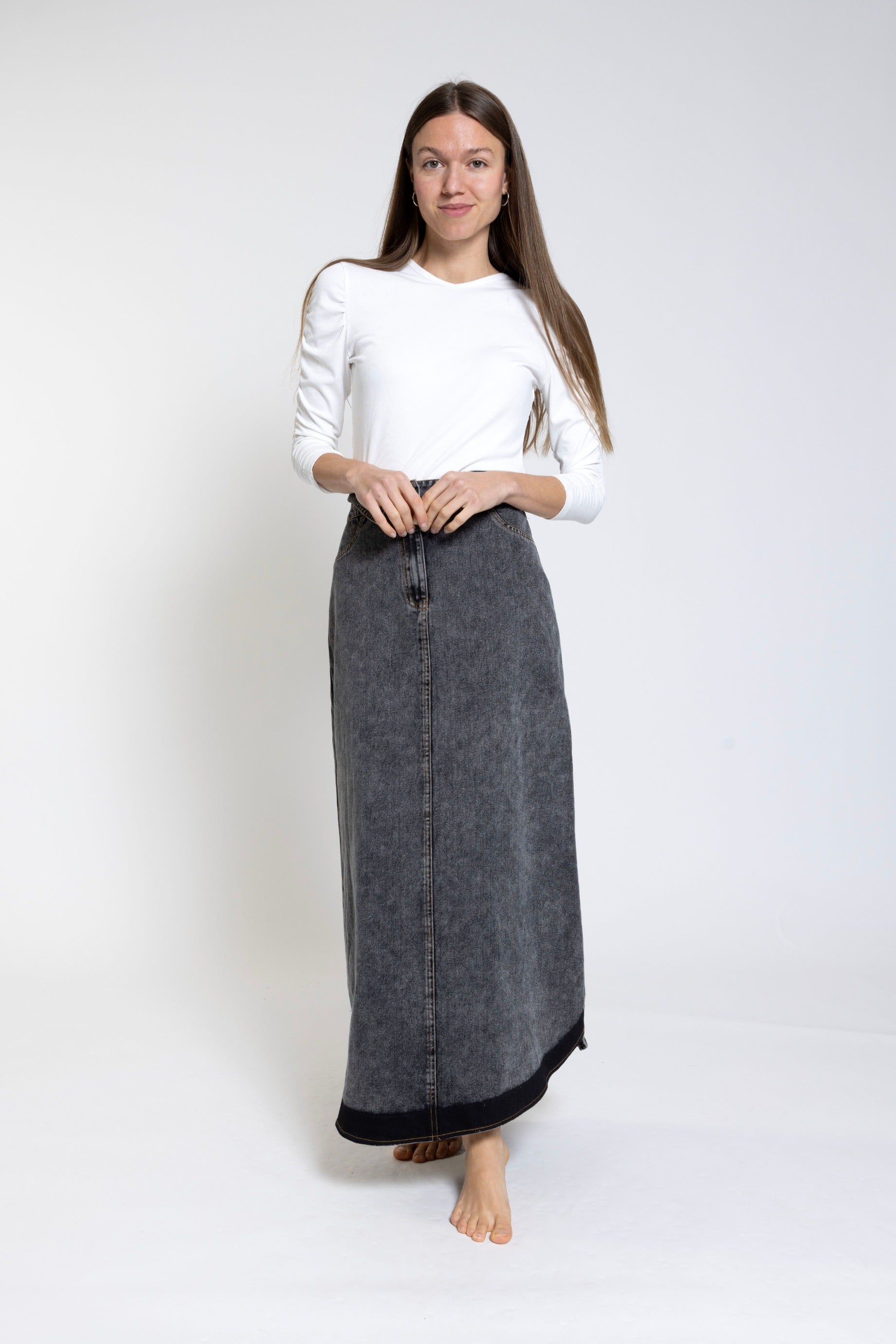 Light Grey Denim Skirt