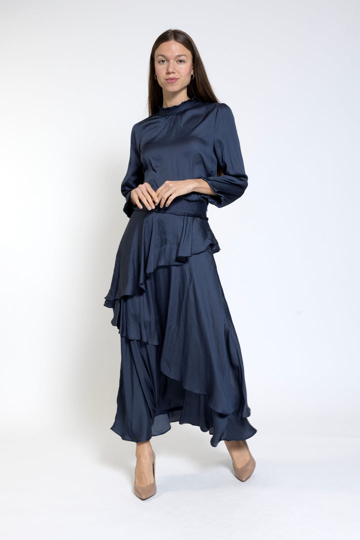 Navy Ruffle Tiered Skirt - BWS2481-A