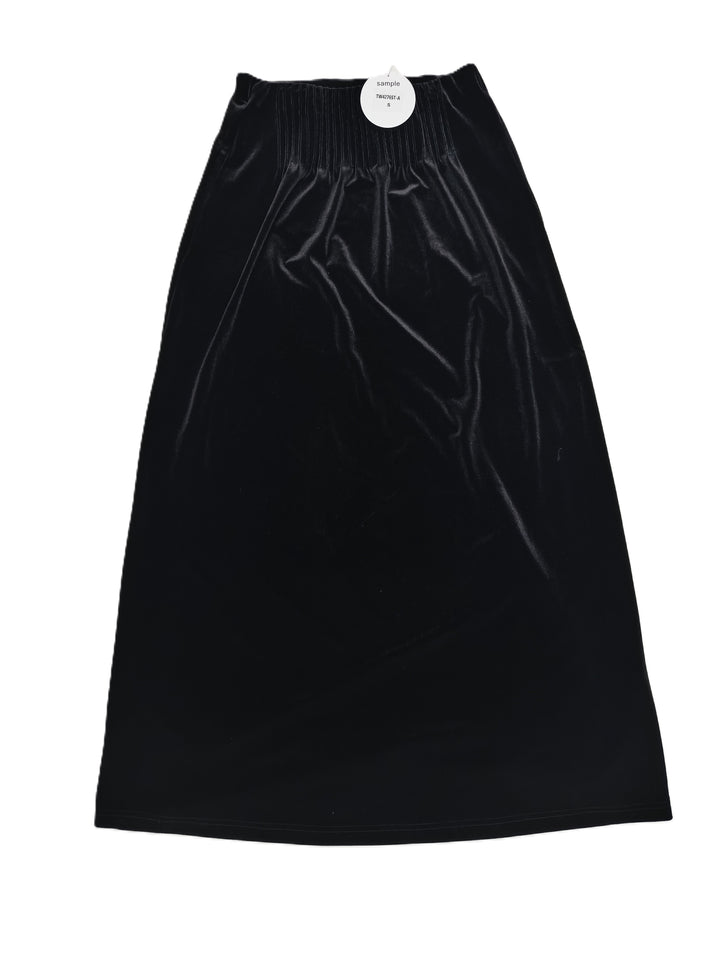 Black Pleated Velvet Skirt