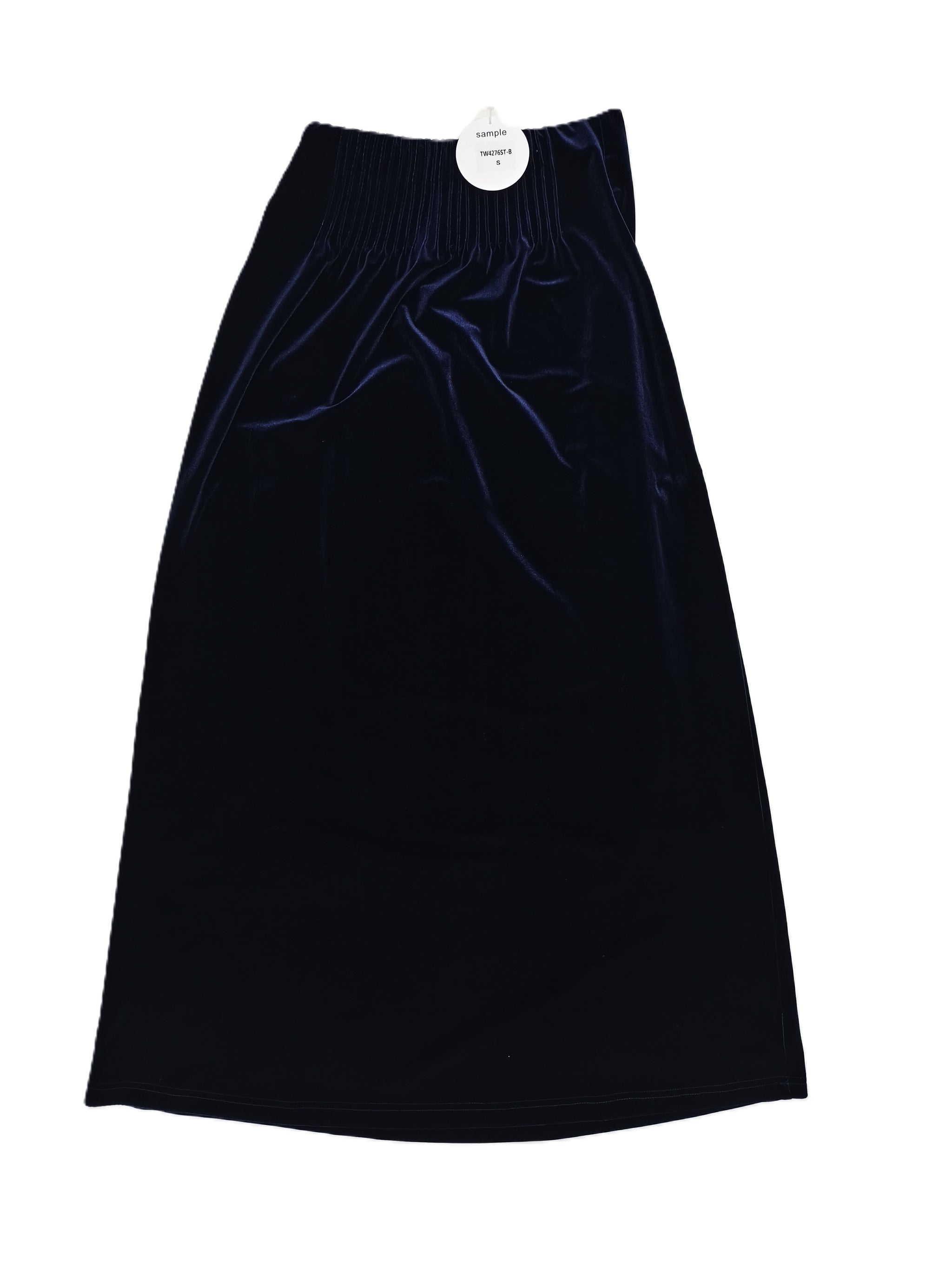 Navy Pleated Velvet Skirt