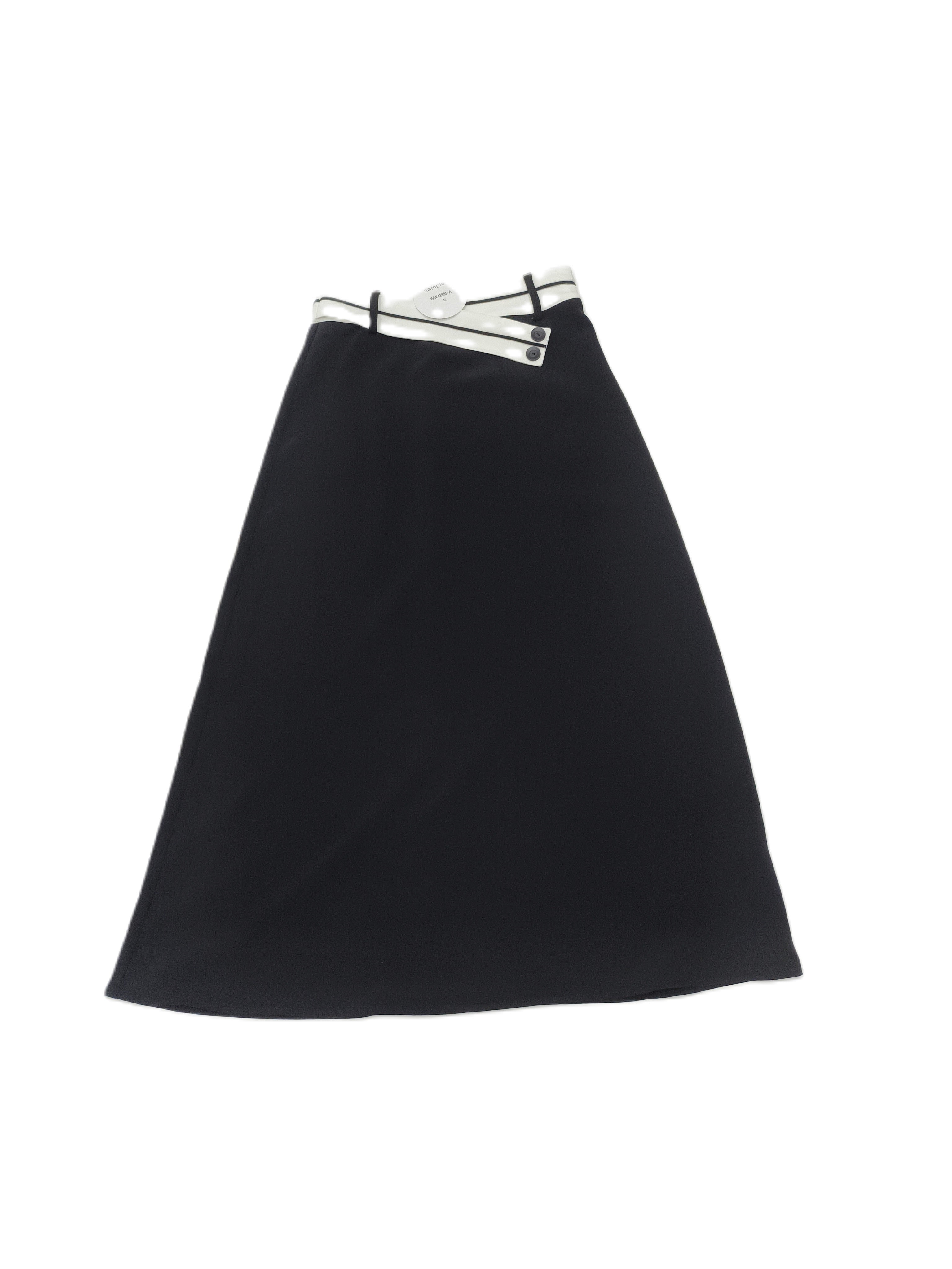 Black And White Asymmetrical Belted Skirt