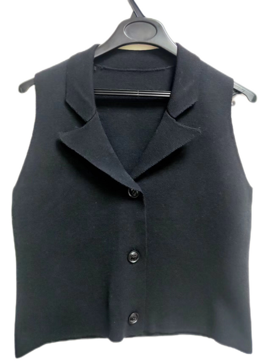 Black Knit Blazer Vest