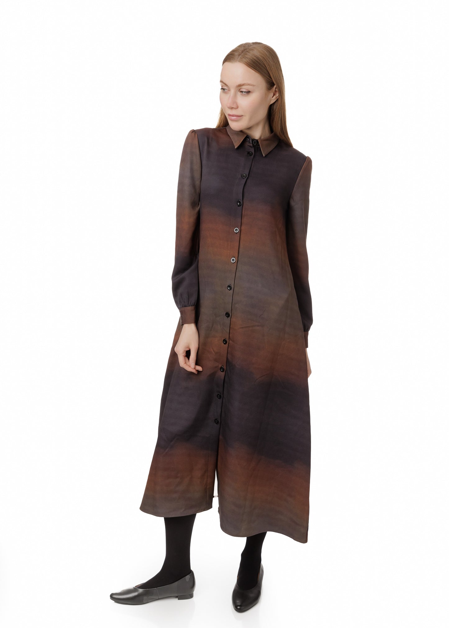 Brown And Black Ombre Shirt Dress