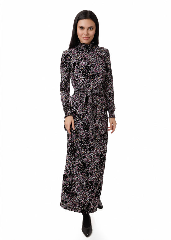 Pressed Velvet Multi Floral Dress