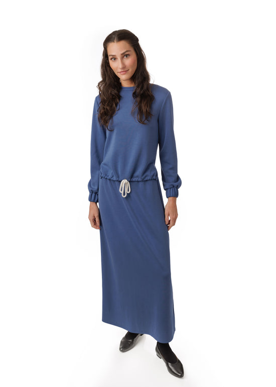 Blue Scuba Uneven Tie Waist