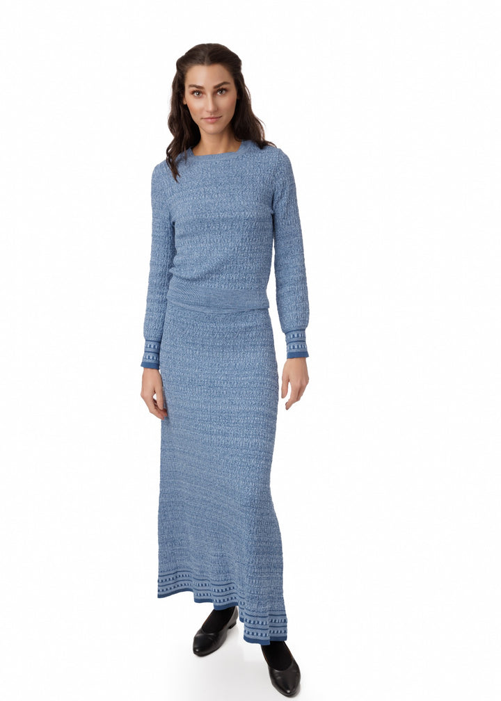 Knit Blue Heathered Skirt