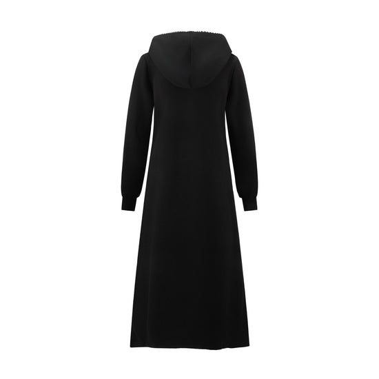 Black With White Exposes Stitching Hoody Dress