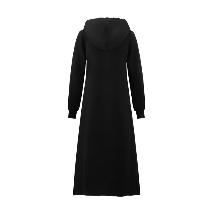 Black With White Exposes Stitching Hoody Dress