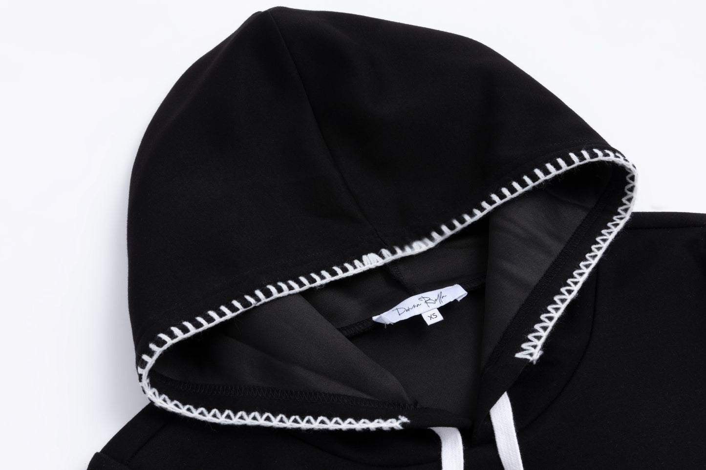 Black With White Exposes Stitching Hoody Dress