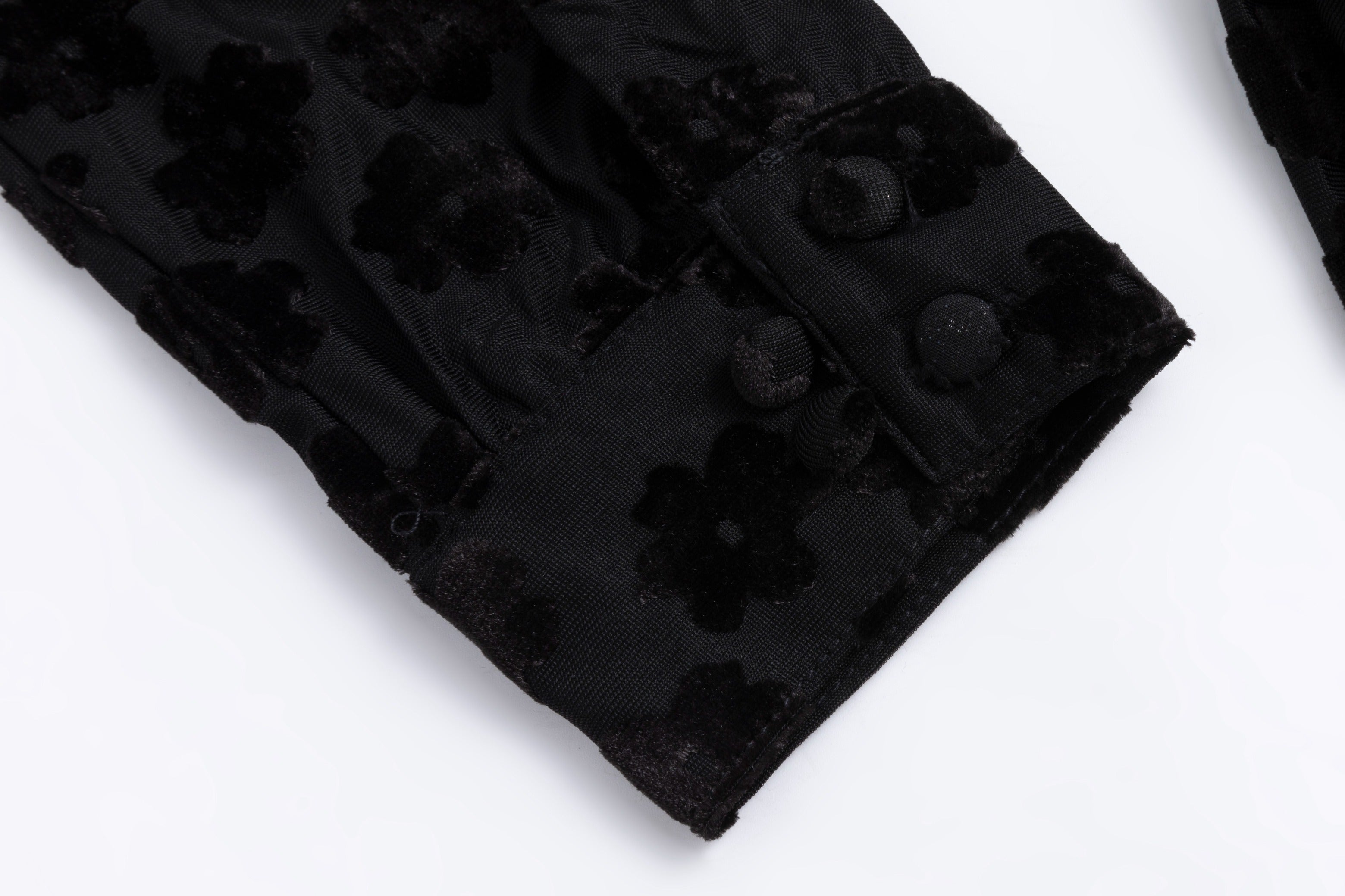 Black Flower Cut Velvet Dress