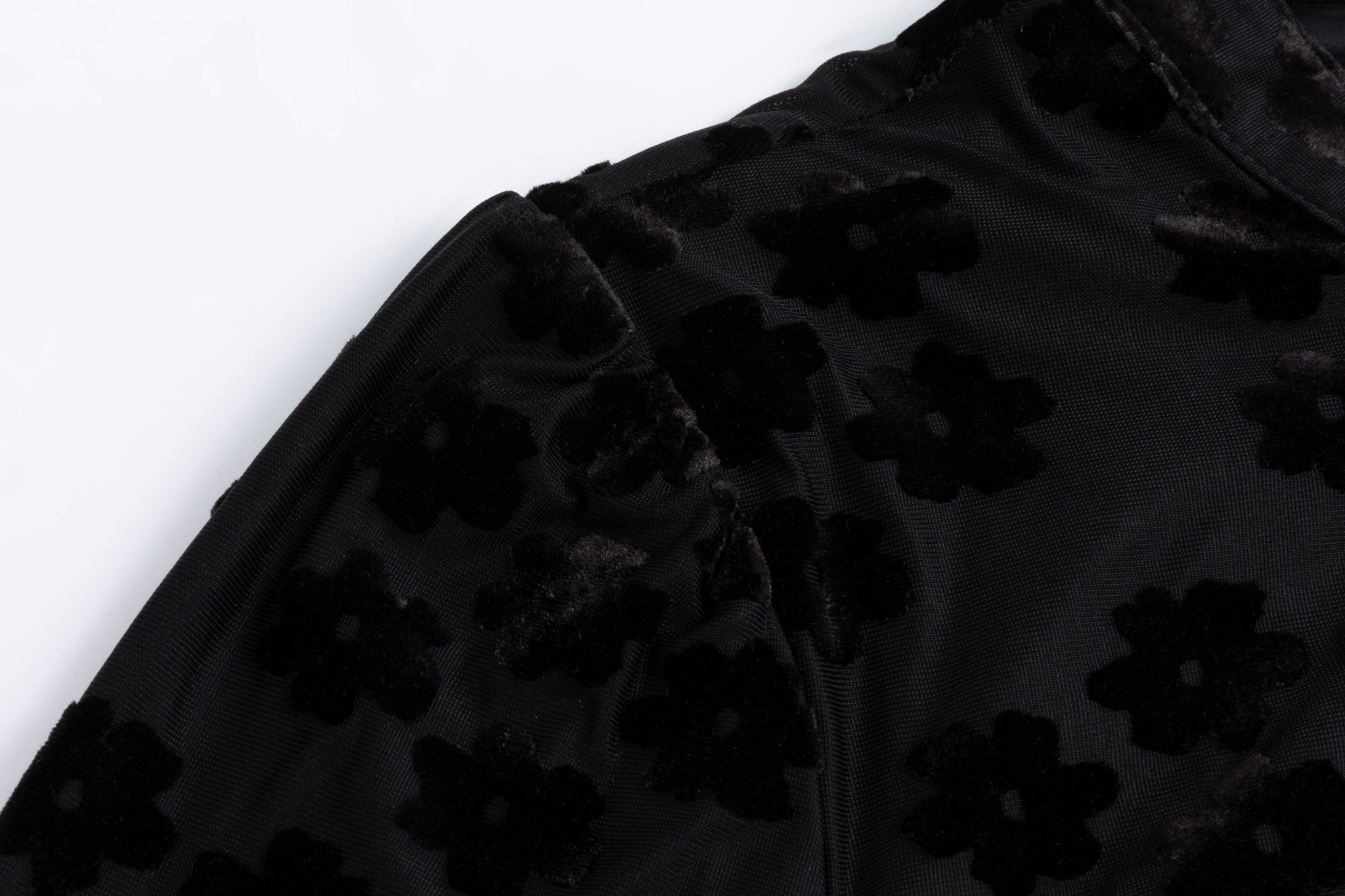 Black Flower Cut Velvet Dress