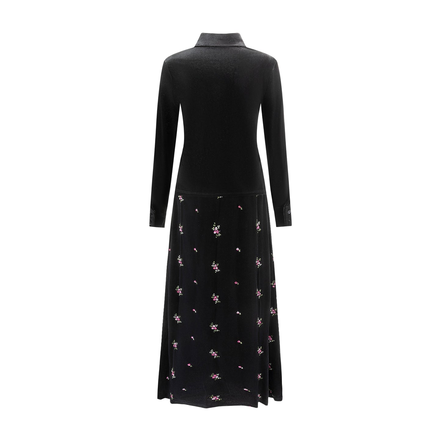 Flower Embroidery Velvet Dress With Black Velvet Shirt