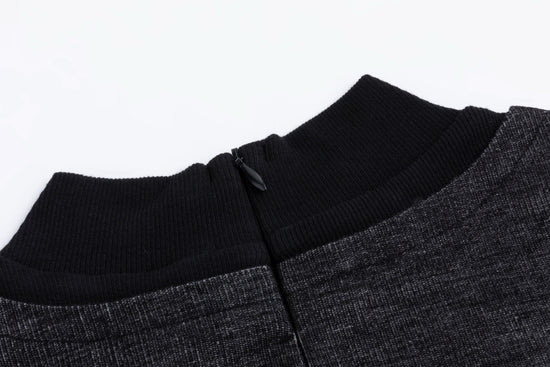 Black Top And Denim Corduroy Jumper- One Piece