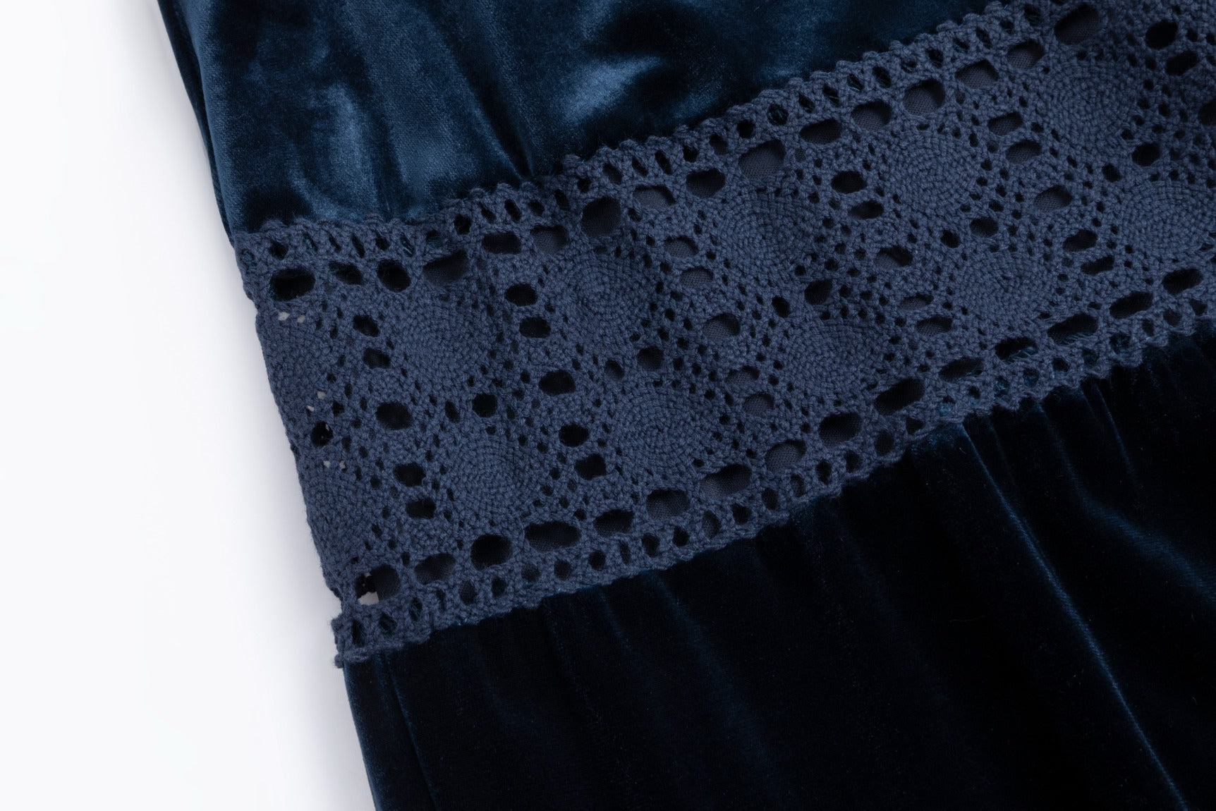 Midnight Bluevelvet With Lace Trimmings Skirt