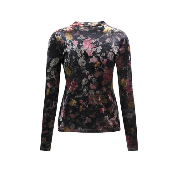 Black Velvet Floral Printed Top