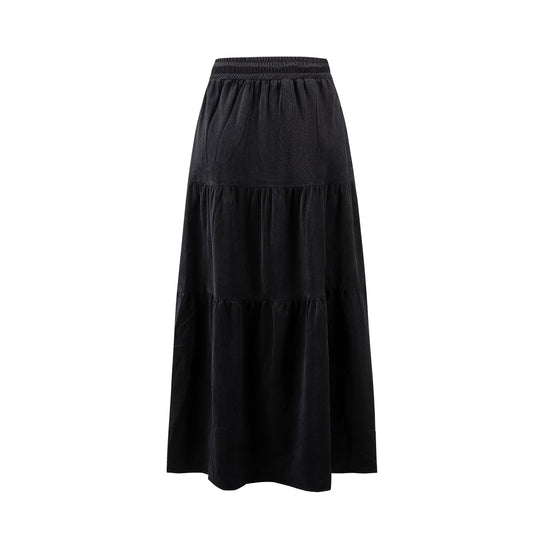 Black Corduroy Skirt With Drawstring