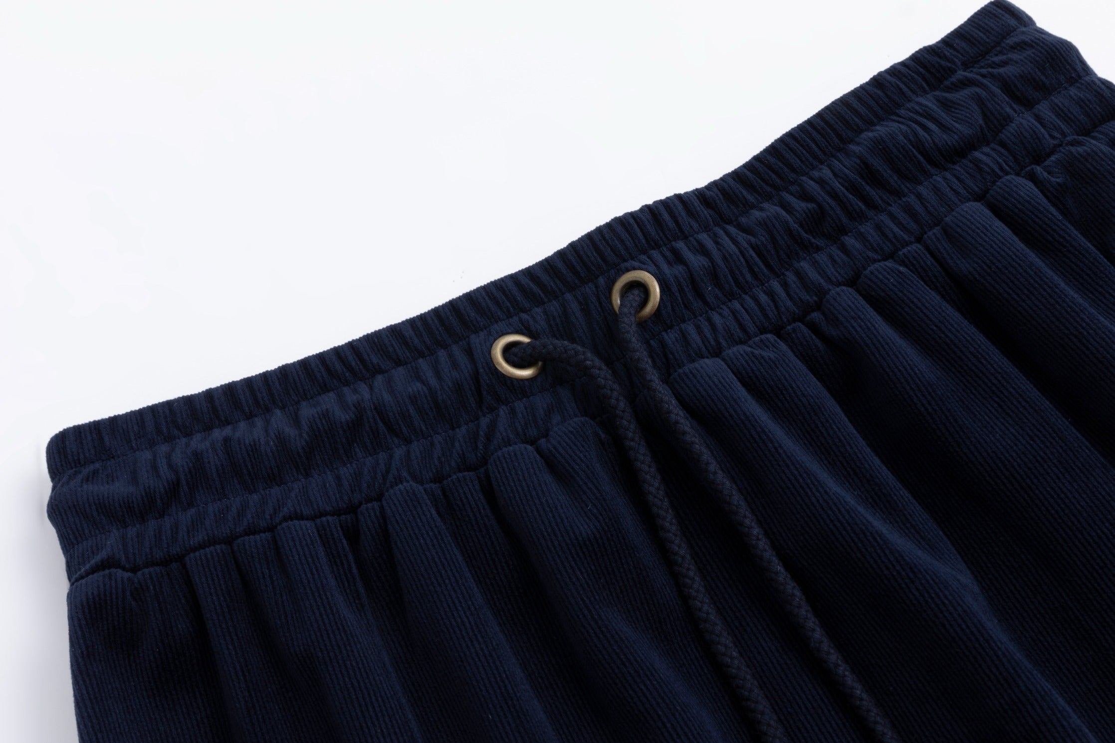 Navy Corduroy Skirt With Drawstring