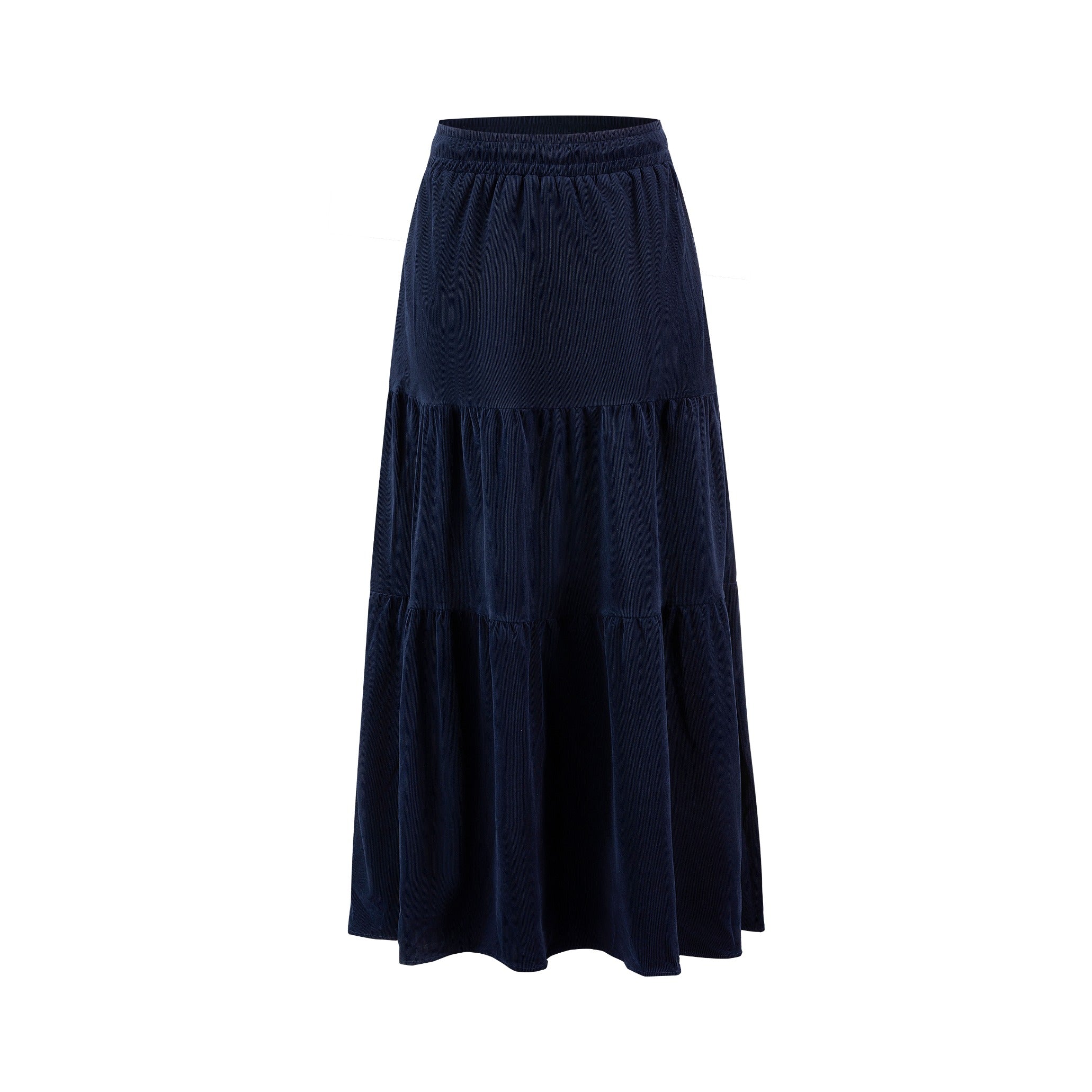 Navy Corduroy Skirt With Drawstring