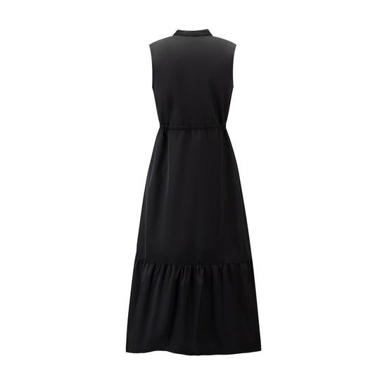 Black Solid Sleeveless Dress With Exposed Zipper