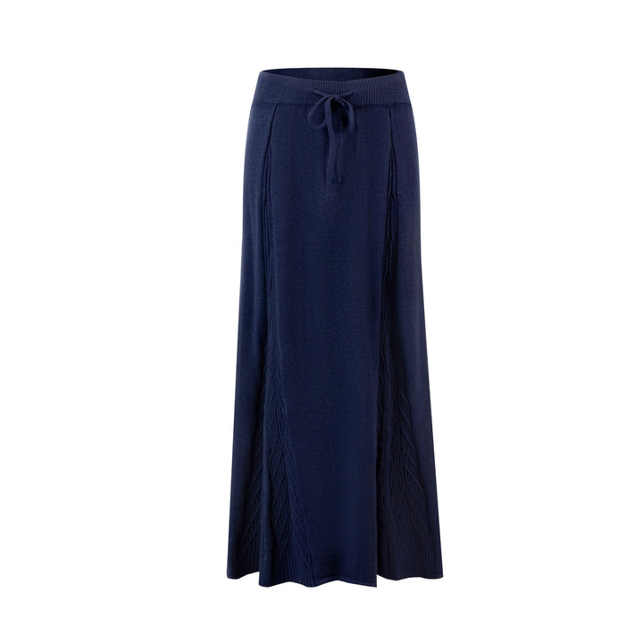 Blue Knit Skirt With Drawstring Waist