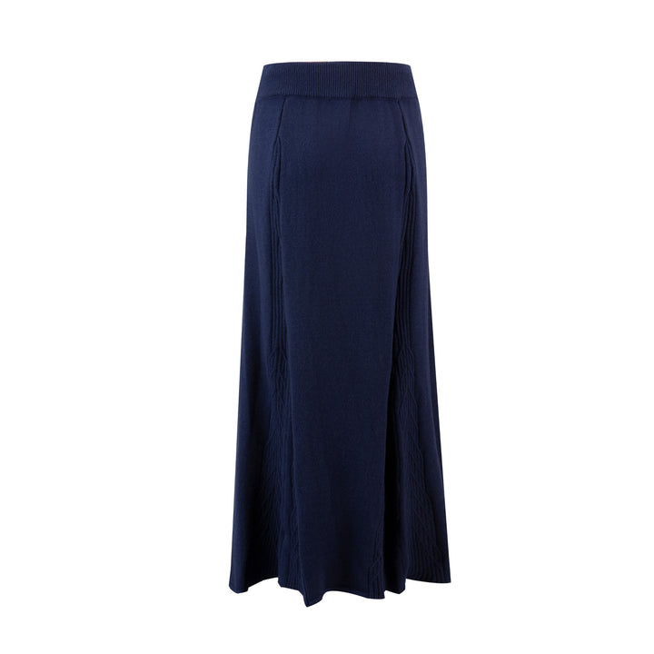 Blue Knit Skirt With Drawstring Waist