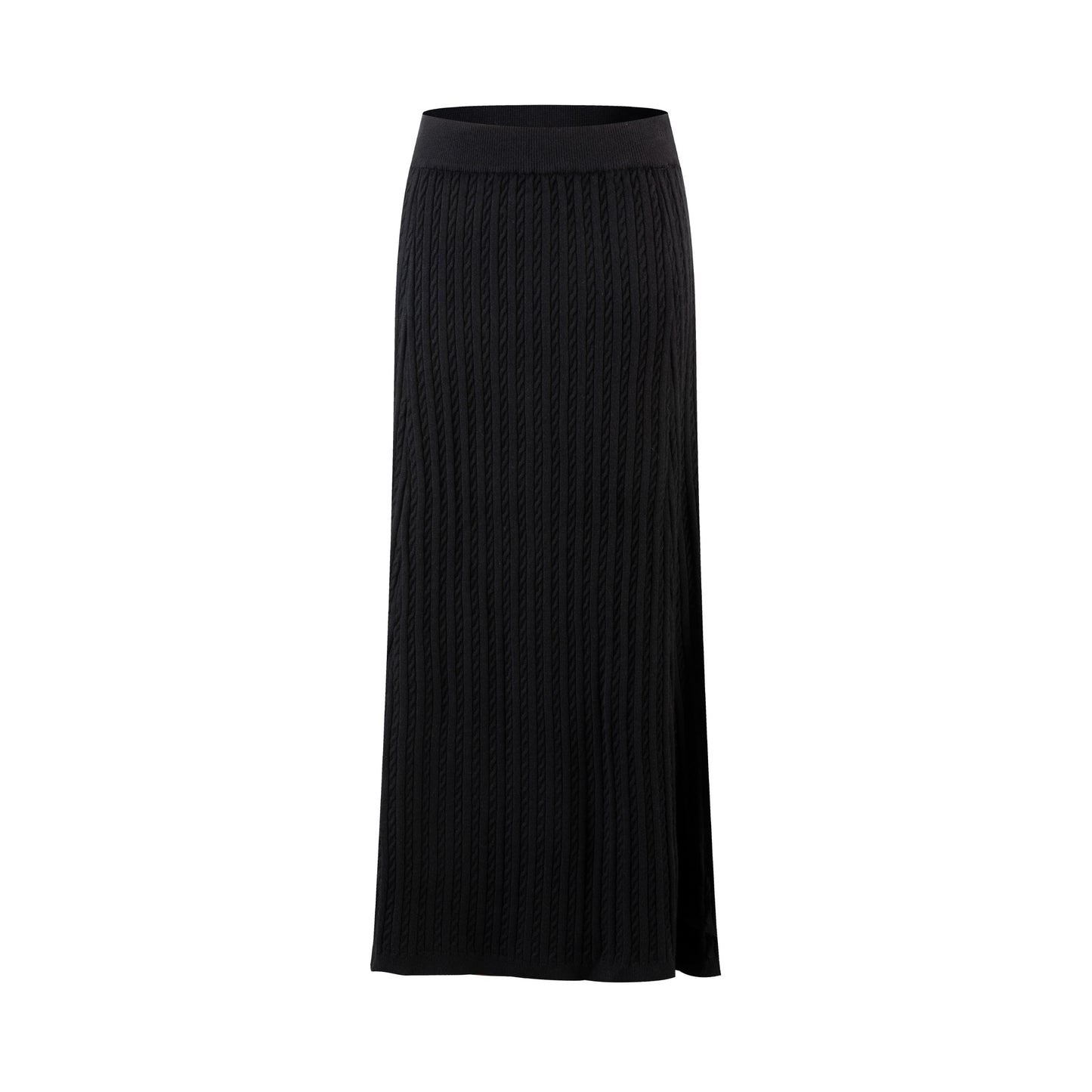 Black Knit Skirt With Drawstring Waist