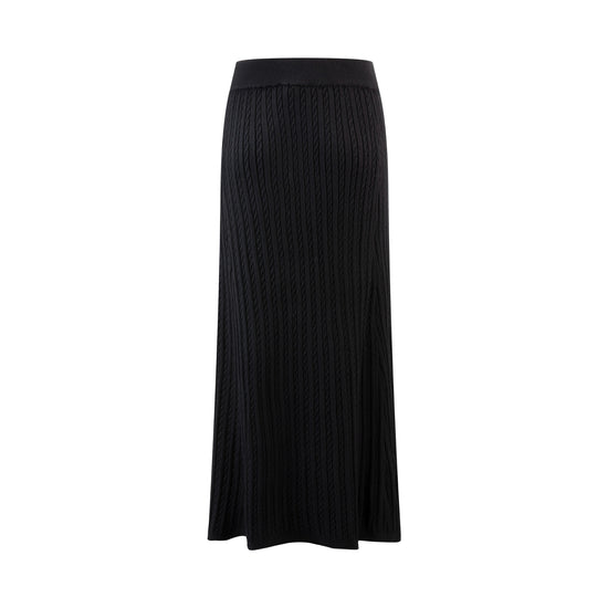 Black Knit Skirt With Drawstring Waist