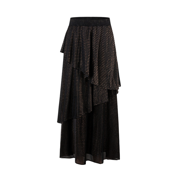 Knit Layered Skirt The Metallic Stripes