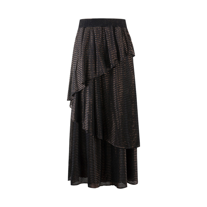 Knit Layered Skirt The Metallic Stripes